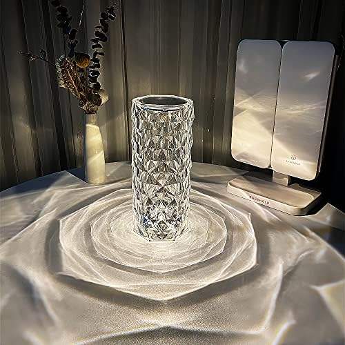 Crystal Rose Diamond LED Night Lamp | 16 RGB Color Changing Light | Touch & Remote Control | USB Rechargeable Romantic Bedside Lamp for Home Decor & Gift